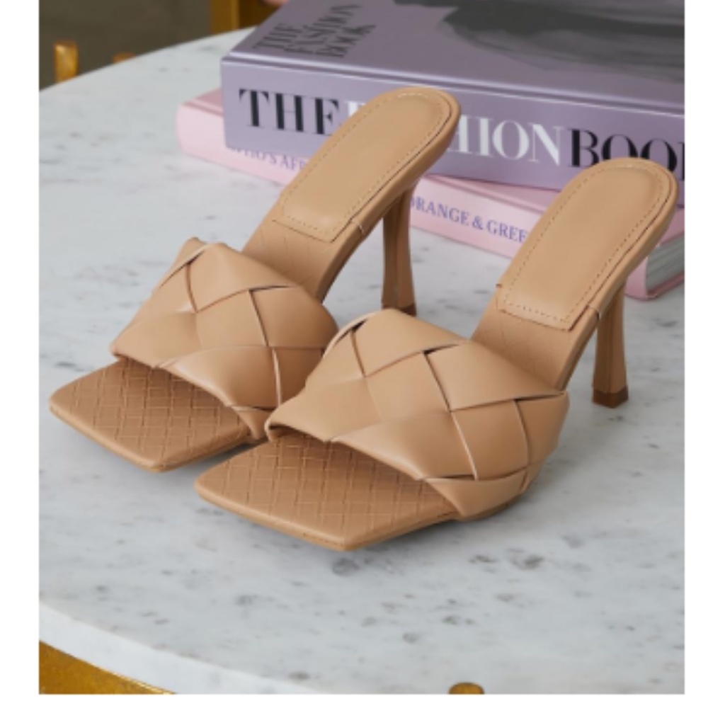 Woven Square Toe Mules - Gold - Picture 9 of 10